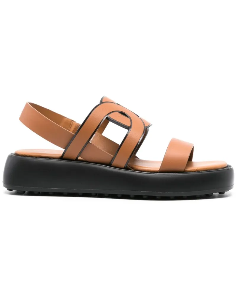 TOD'S Sandalen mit Cut-Out-Logo - Braun Braun