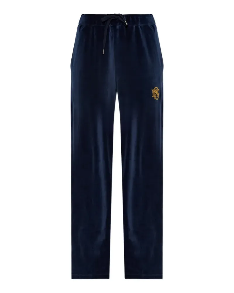 Stella McCartney velour logo-embroidered track pants - Blau Blau