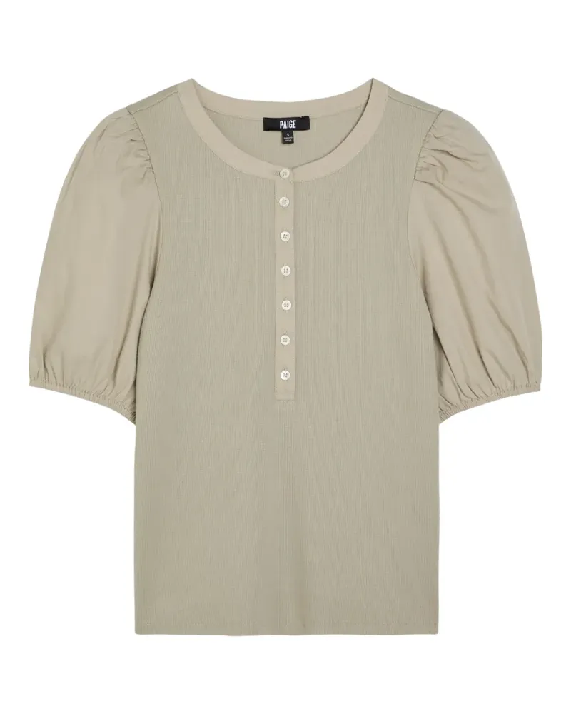 Paige Brandy puff-sleeve buttoned top - Nude Nude