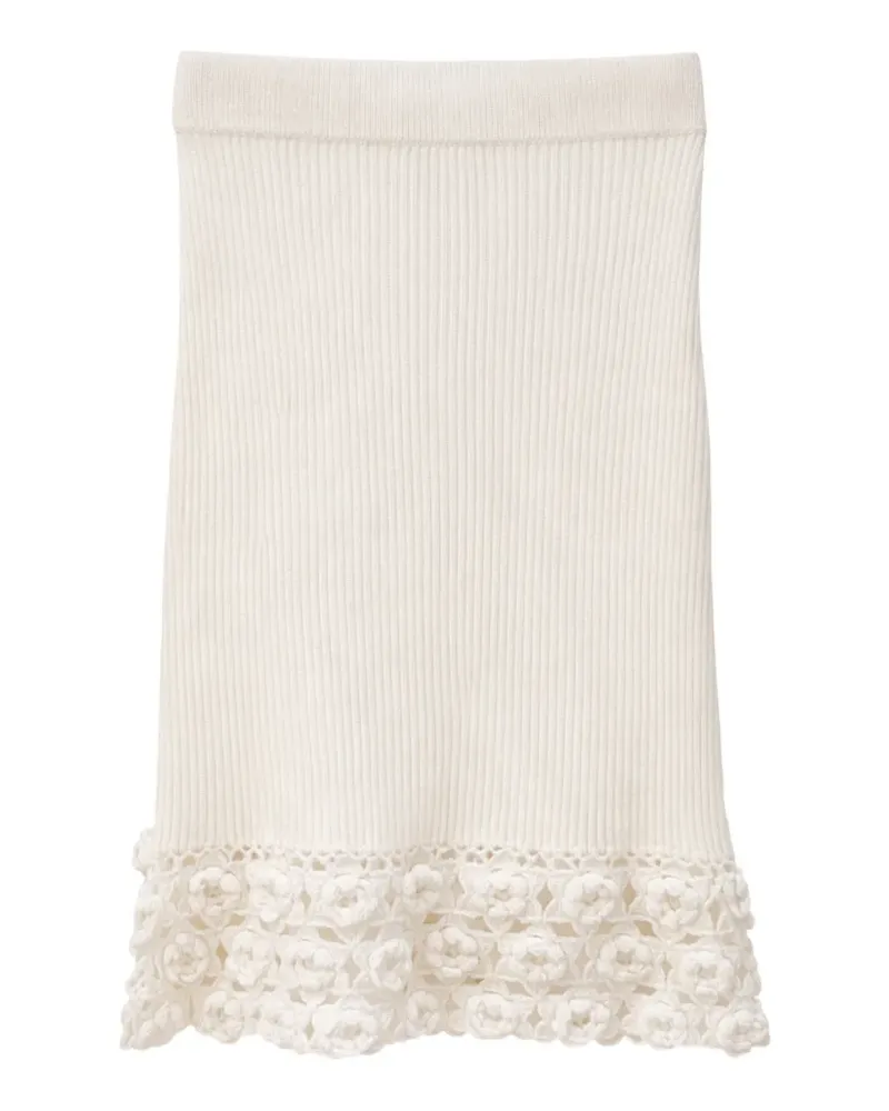 Ganni crochet ribbed skirt - Weiß Weiß