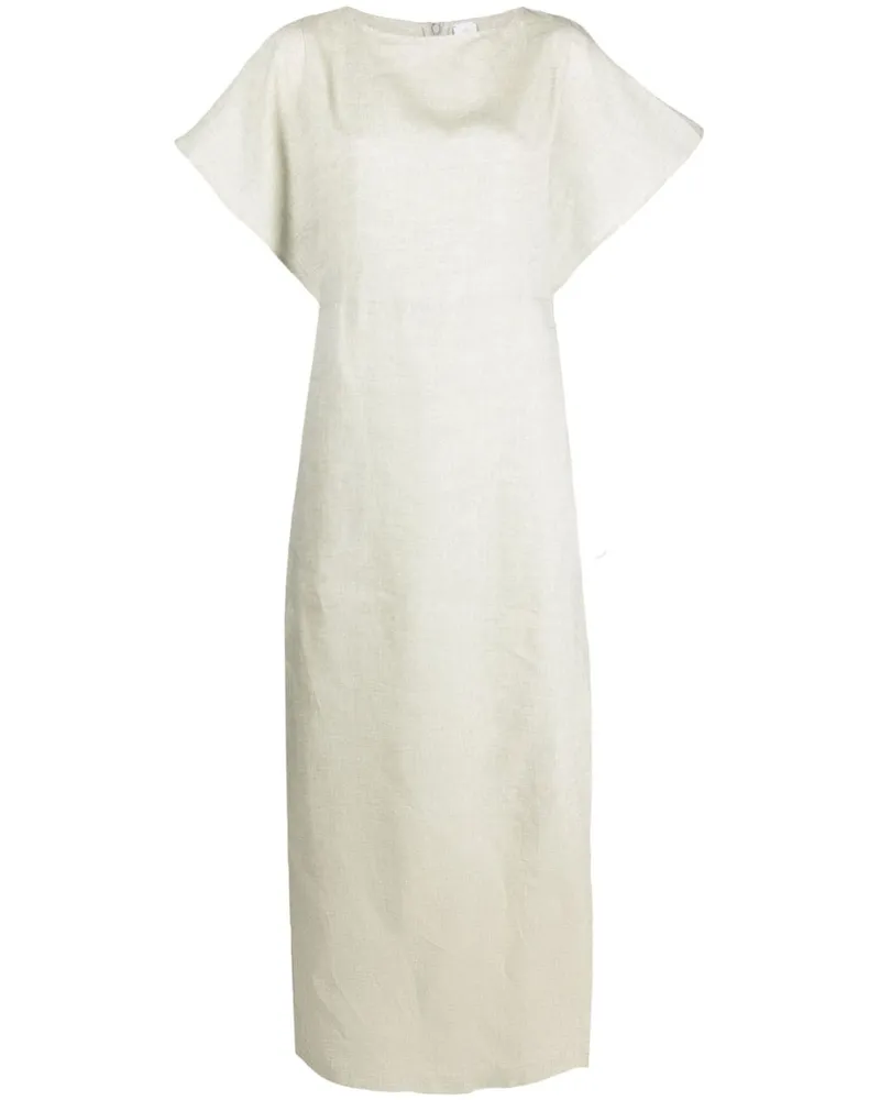 Eleventy Maxikleid aus Leinen mit Puffärmeln - Grün Grün