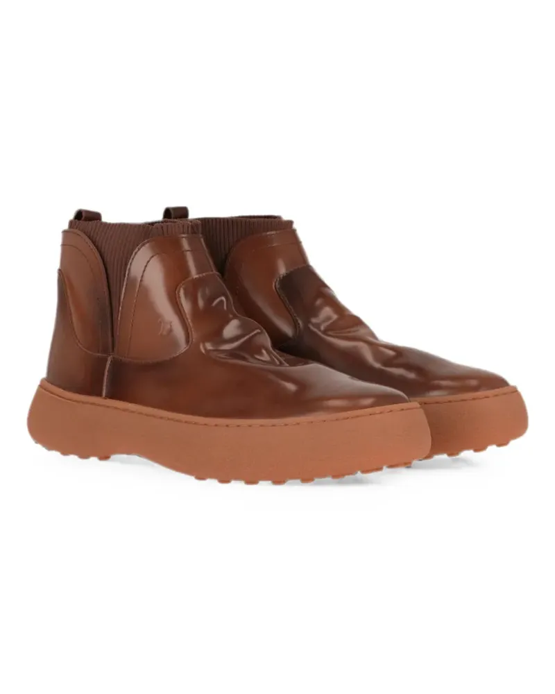 TOD'S T-monogram leather sneakers - Braun Braun