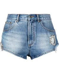 Area Jeans-Shorts mit Kristallen Blau