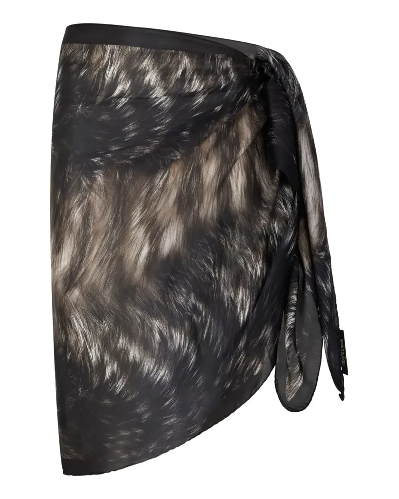 Roberto Cavalli Schal mit Pelz-Print - Schwarz Schwarz