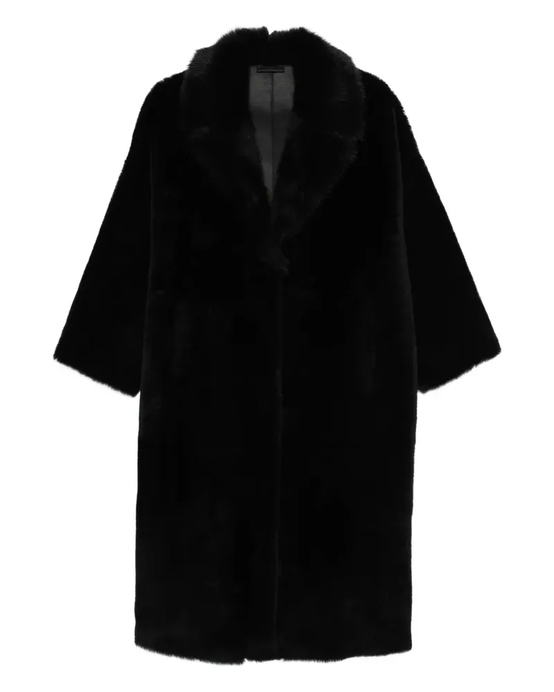 Liska Mantel mit Pelzkragen - Schwarz Schwarz