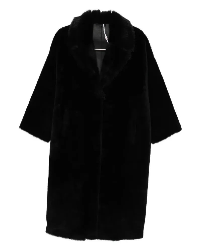 Liska Mantel mit Pelzkragen - Schwarz Schwarz
