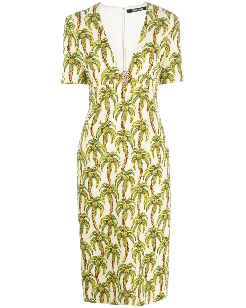 Roberto Cavalli Kleid mit Palmen-Print - Nude Nude