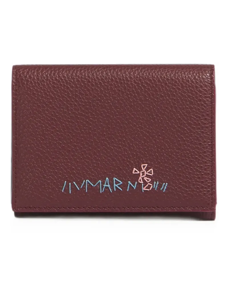 Marni burgundy leather Mending tri-fold wallet - Rot Rot
