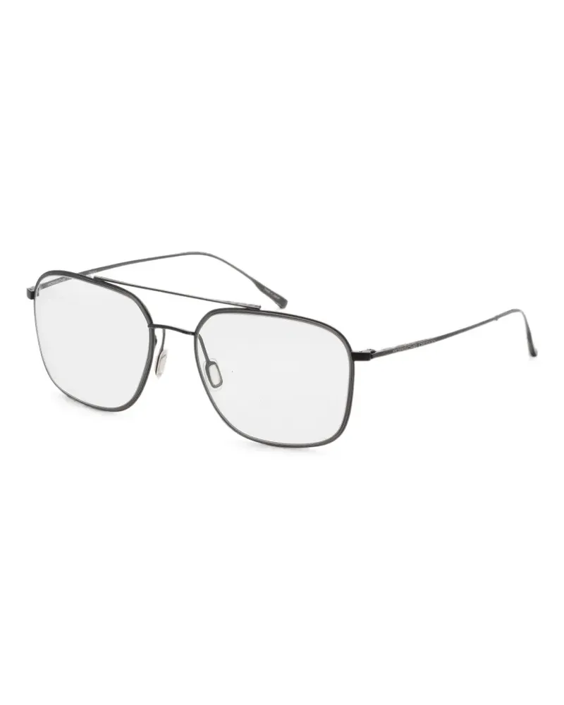 Porsche Design Eckige Sonnenbrille mit Doppelsteg - Grau Grau