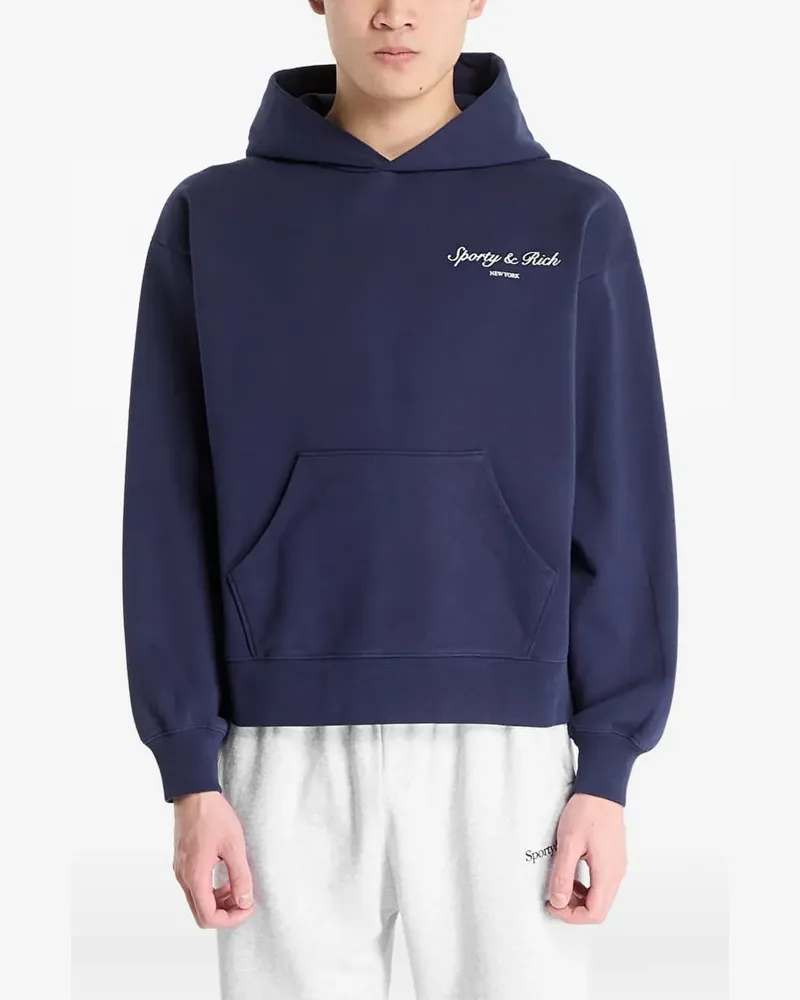 SPORTY & RICH Syracuse logo-print hoodie - Blau Blau