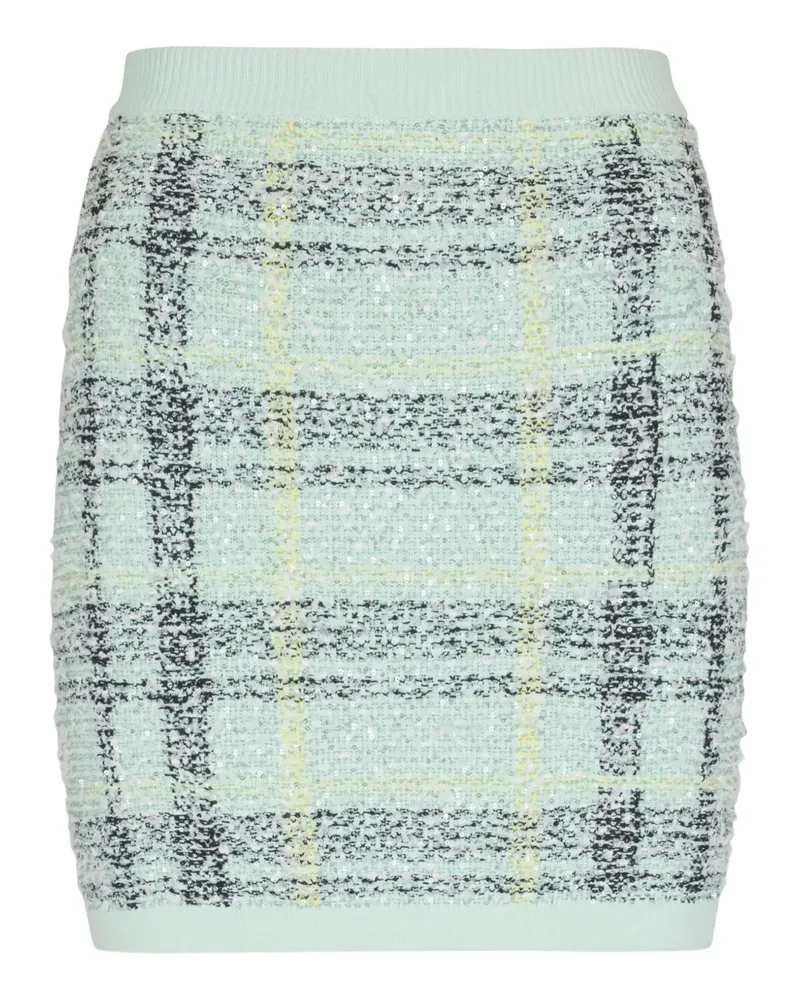 Balmain Karierter Minirock im Glitter-Look - Grün Grün