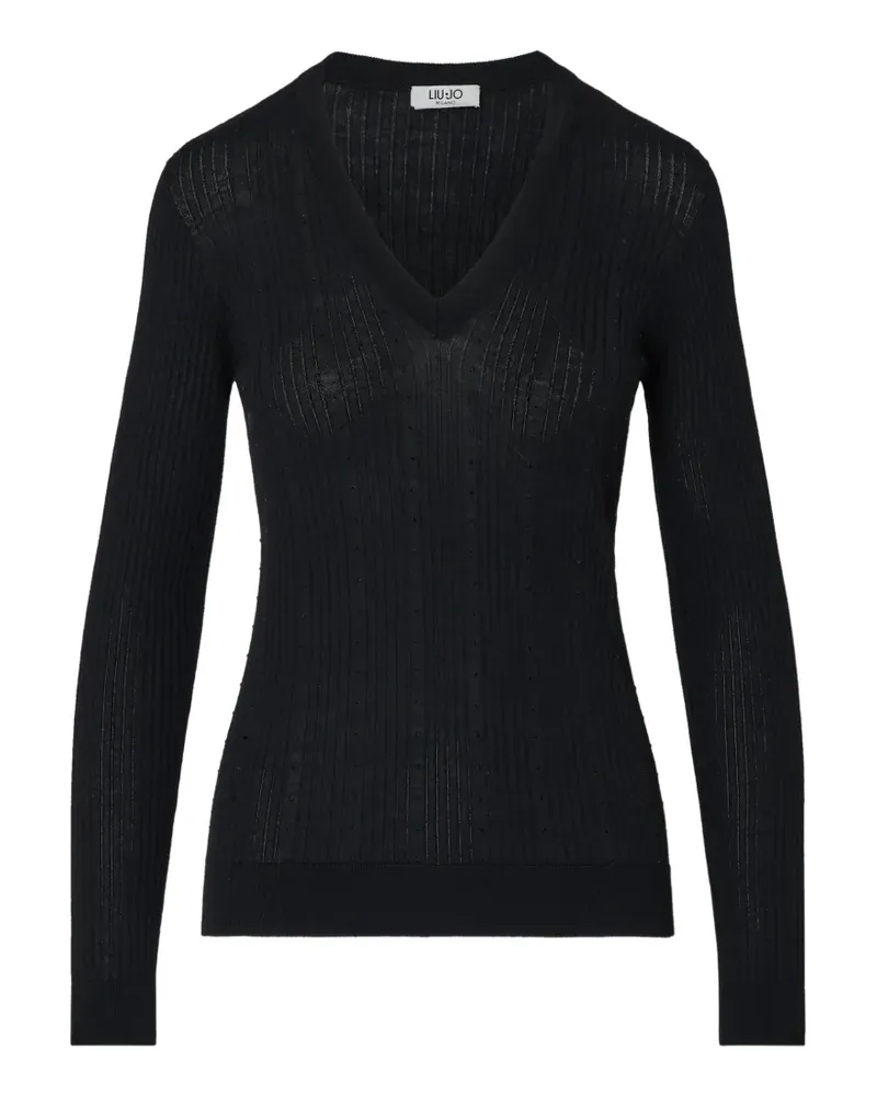 Liu Jo wool sweater with V-neck - Schwarz Schwarz