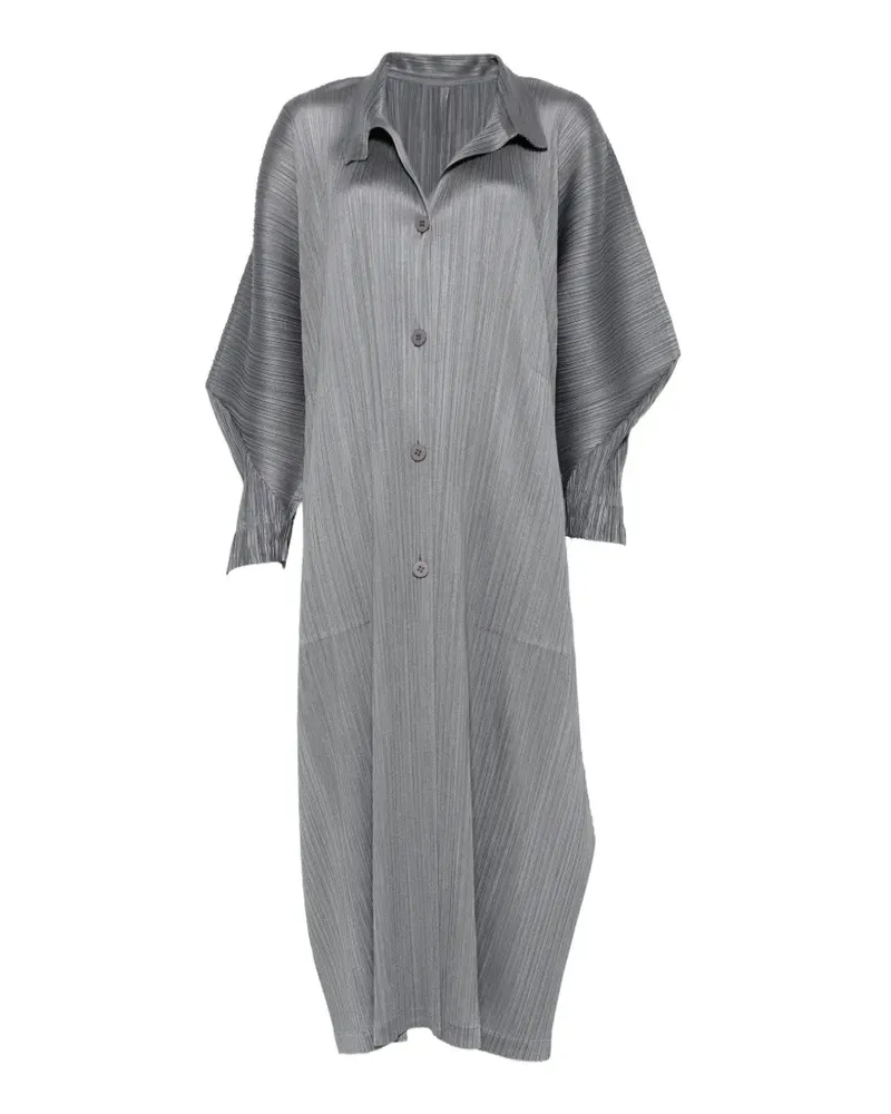 Issey Miyake Geknöpfter Skyline Mantel mit Falten - Grau Grau