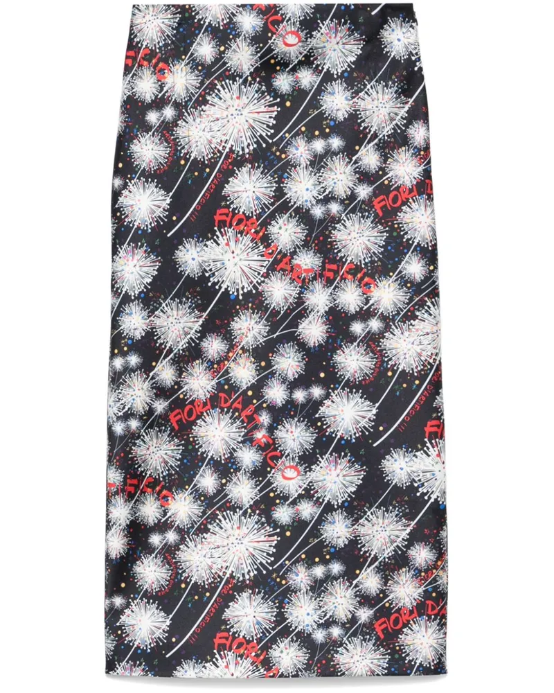 Alessandro Enriquez Midirock mit Feuerwerks-Print - Schwarz Schwarz