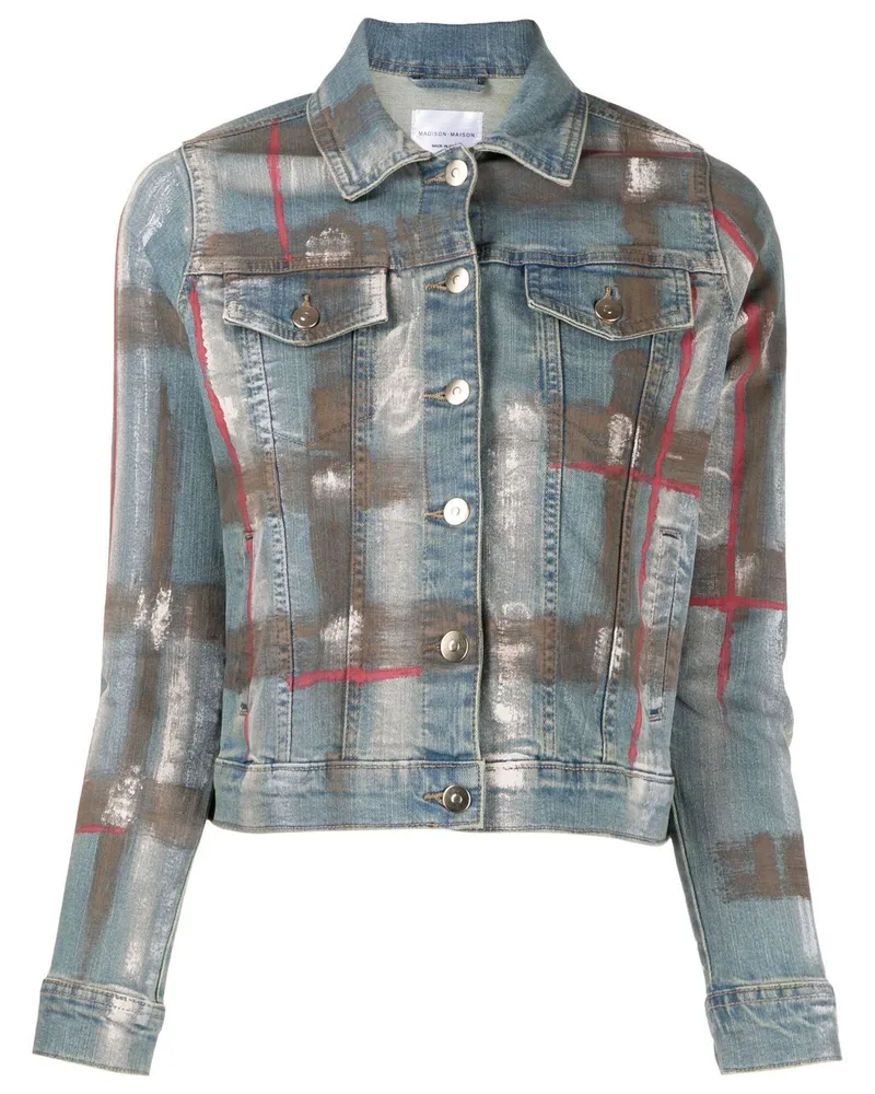 MADISON.MAISON Jeansjacke mit Farbklecks-Print Blau