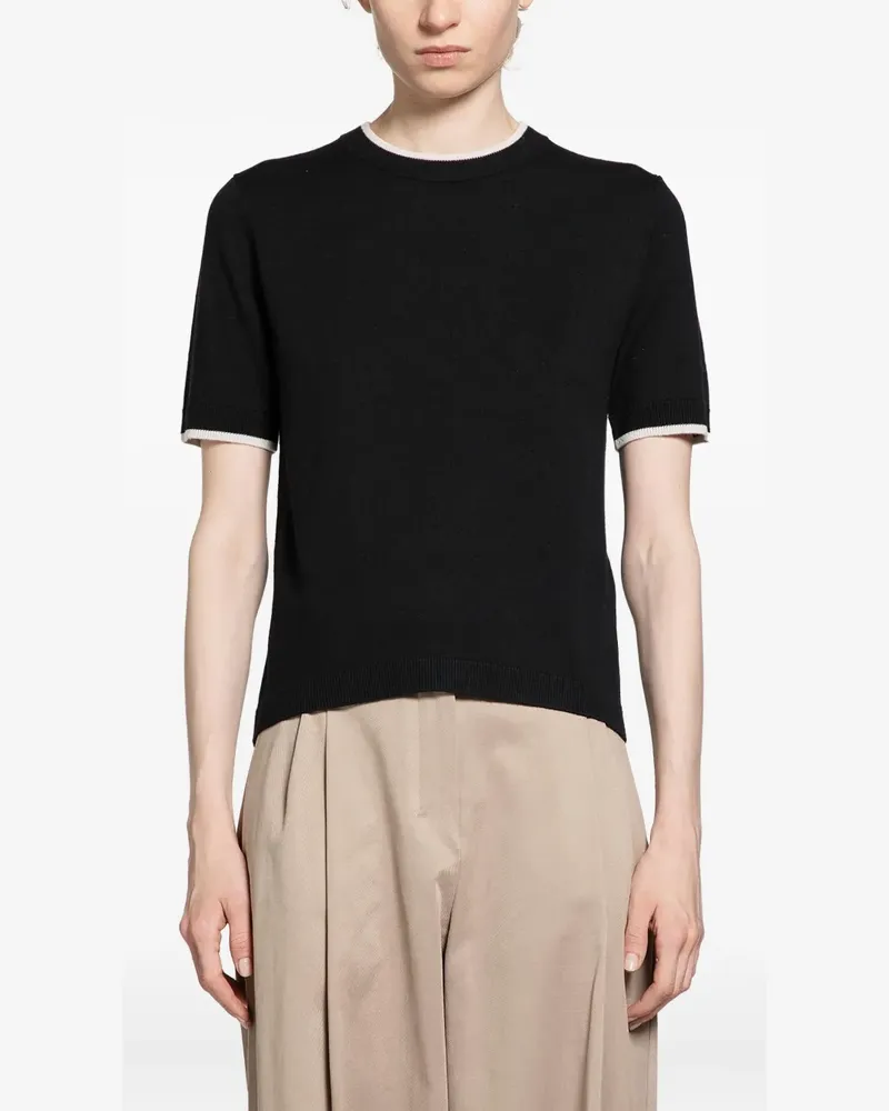 Max Mara Oberteil mit Rundhalsausschnitt - Schwarz Schwarz