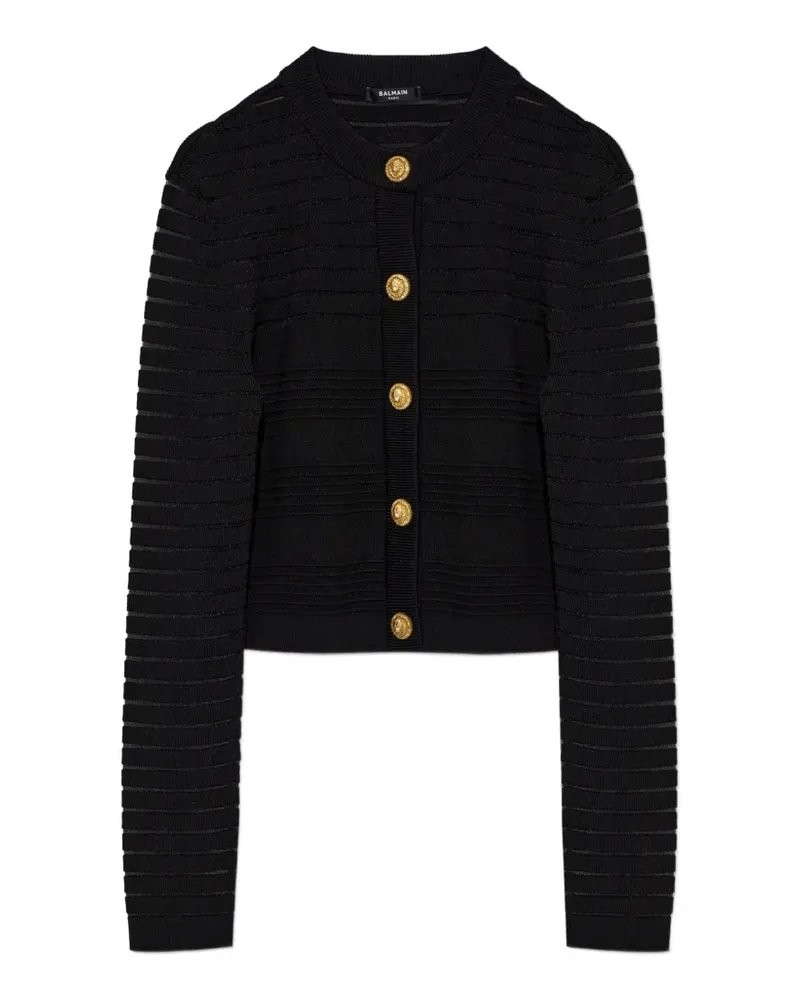 Balmain sheer-stripe fitted cardigan - Schwarz Schwarz