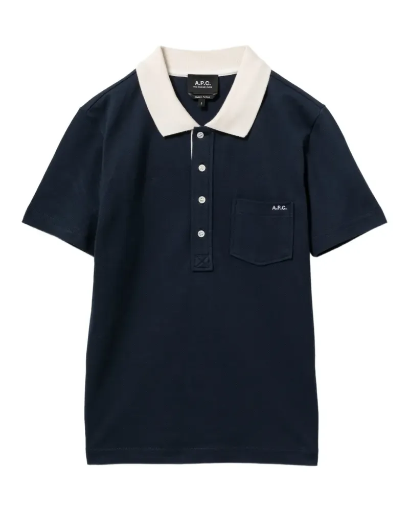 A.P.C. Poloshirt mit kurzer Knopfleiste - Blau Blau