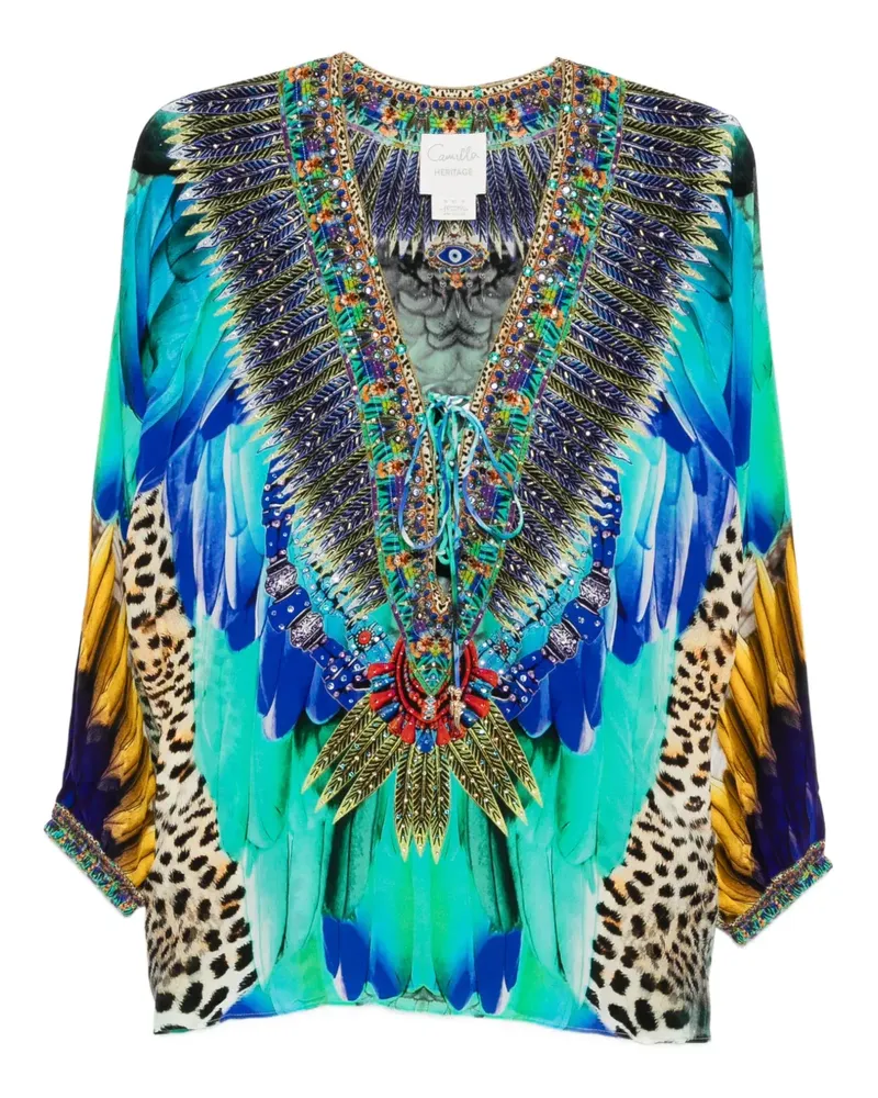 Camilla Bluse mit grafischem Print - Blau Blau