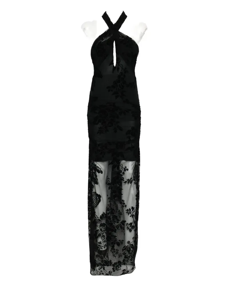 Pinko floral halter-neck dress - Schwarz Schwarz