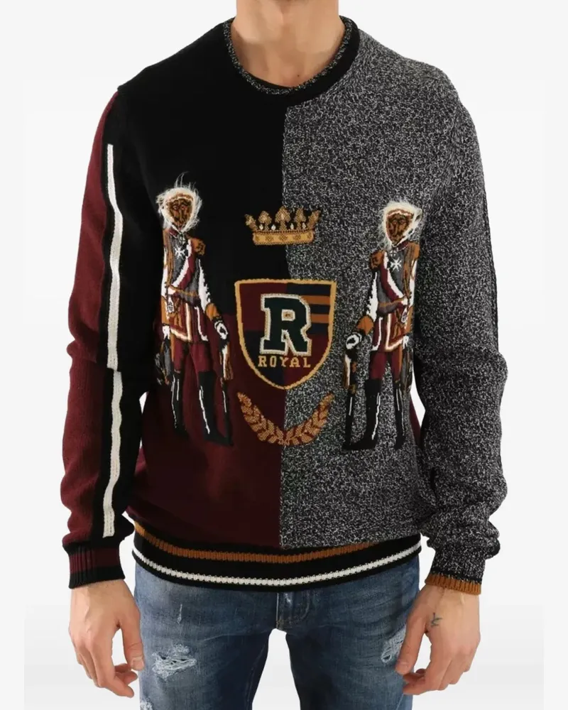 Dolce & Gabbana Royal Crest Sweatshirt in Colour-Block-Optik - Schwarz Schwarz