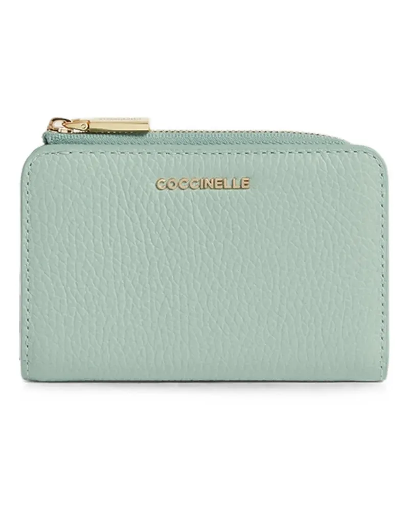 Coccinelle Metallic Soft Portemonnaie mit Logo-Schild - Grün Grün