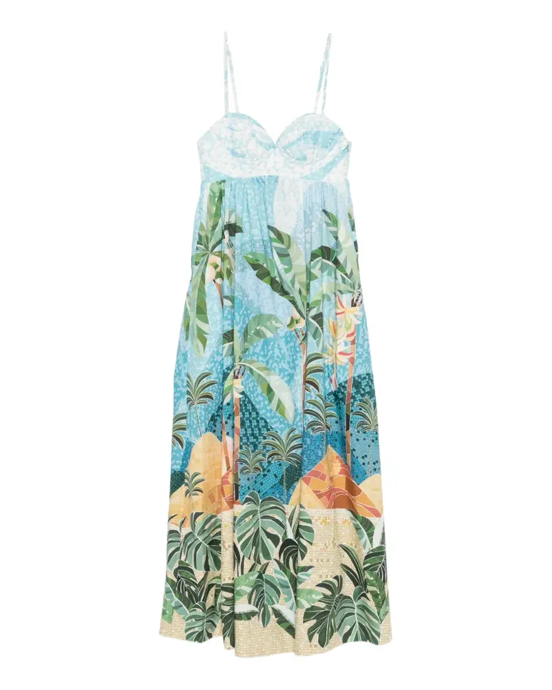 FARM Rio Rio Mosaic Midikleid - Blau Blau