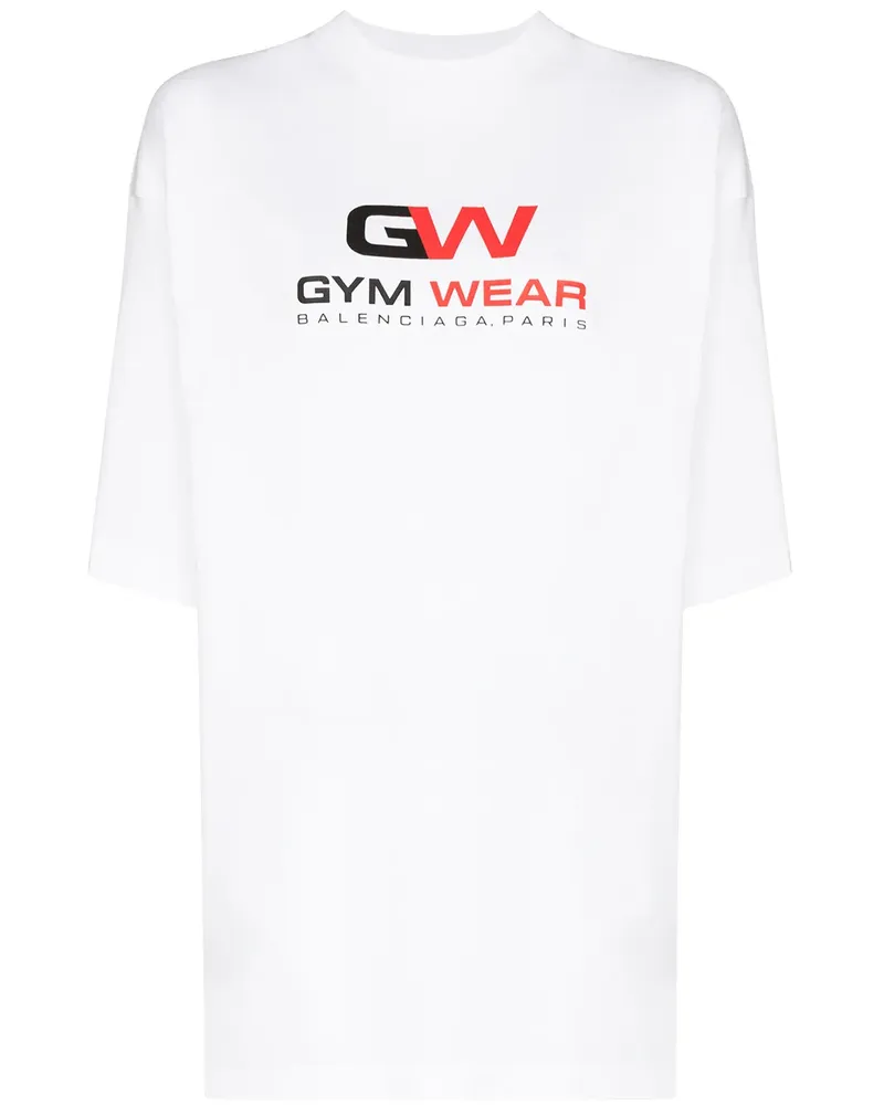 Balenciaga Gym Wear' T-Shirt mit Logo - Weiß Weiß