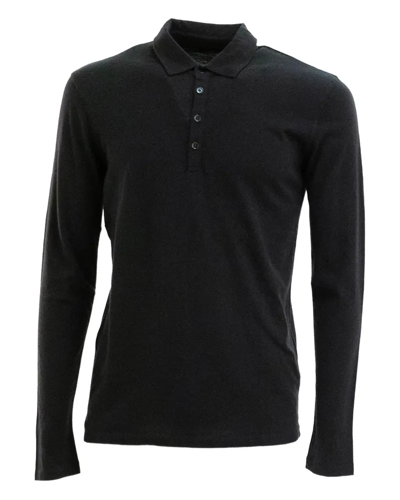 Majestic Langärmeliges Poloshirt - Schwarz Schwarz