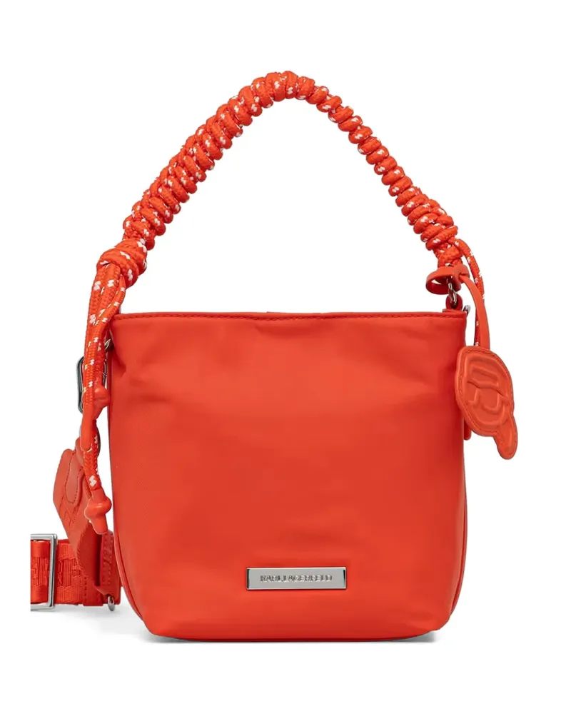 Karl Lagerfeld rope-handle logo-plaque bucket bag - Orange Orange