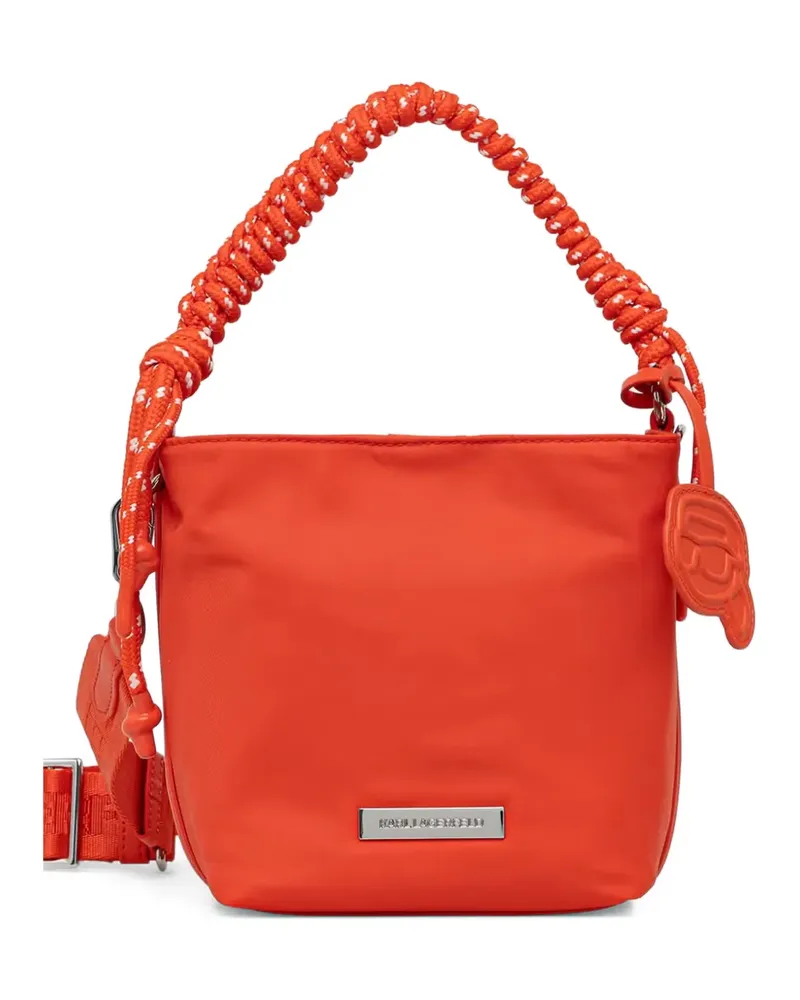 Karl Lagerfeld Kordelhenkel-Beuteltasche mit Logo-Schild - Orange Orange