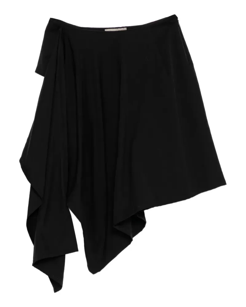 Yohji Yamamoto Gauze Herringbone draped skirt - Schwarz Schwarz