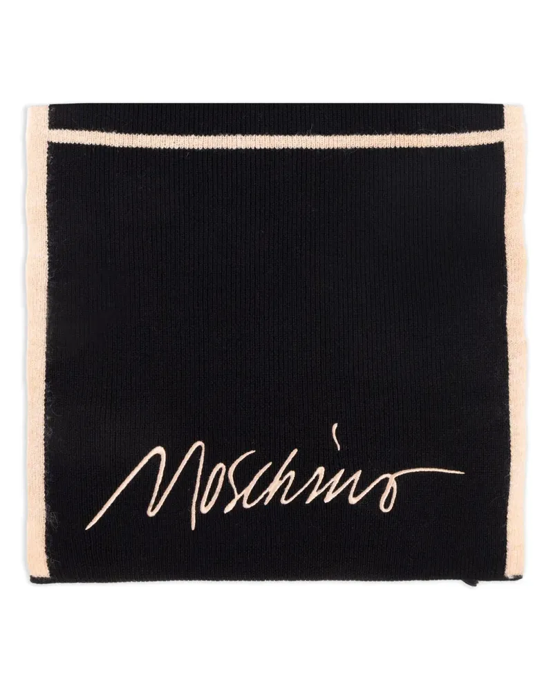 Moschino Gerippter Schal mit Stickerei - Schwarz Schwarz
