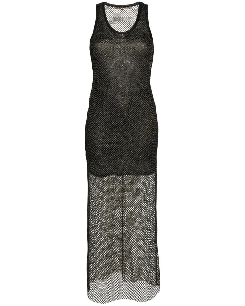 Palm Angels Maxikleid in Netzoptik - Schwarz Schwarz