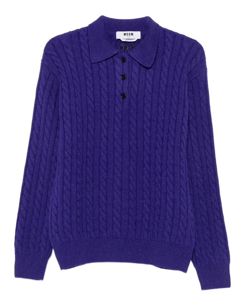 MSGM Zopfmuster-Strick mit Poloshirtkragen - Violett Violett