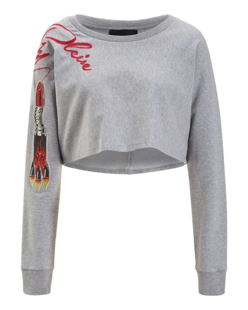 Philipp Plein Cropped-Sweatshirt mit Schriftzug - Grau Grau