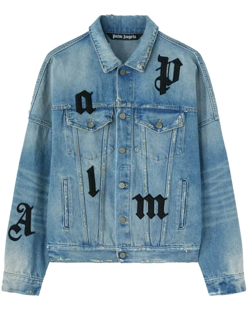 Palm Angels Jeansjacke mit Logo-Patches - Blau Blau