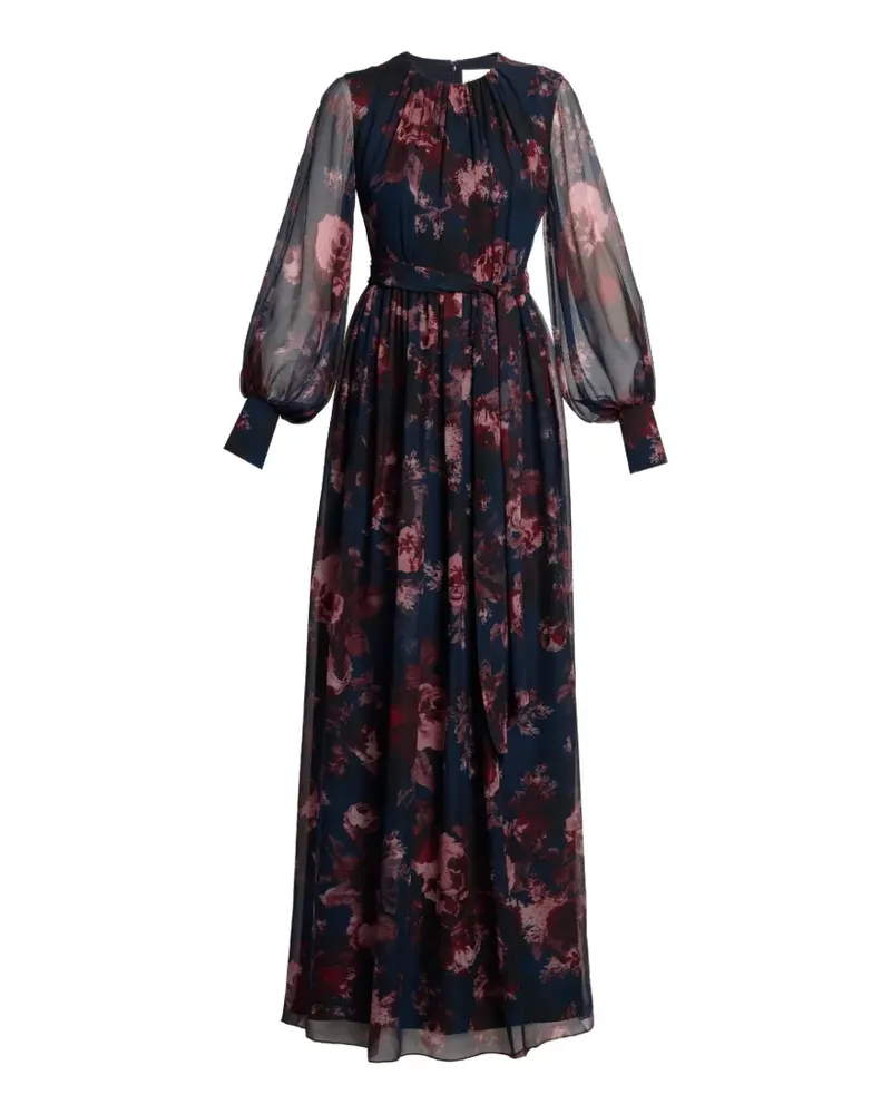 Erdem maxi floral-print silk-creponne dress - Blau Blau