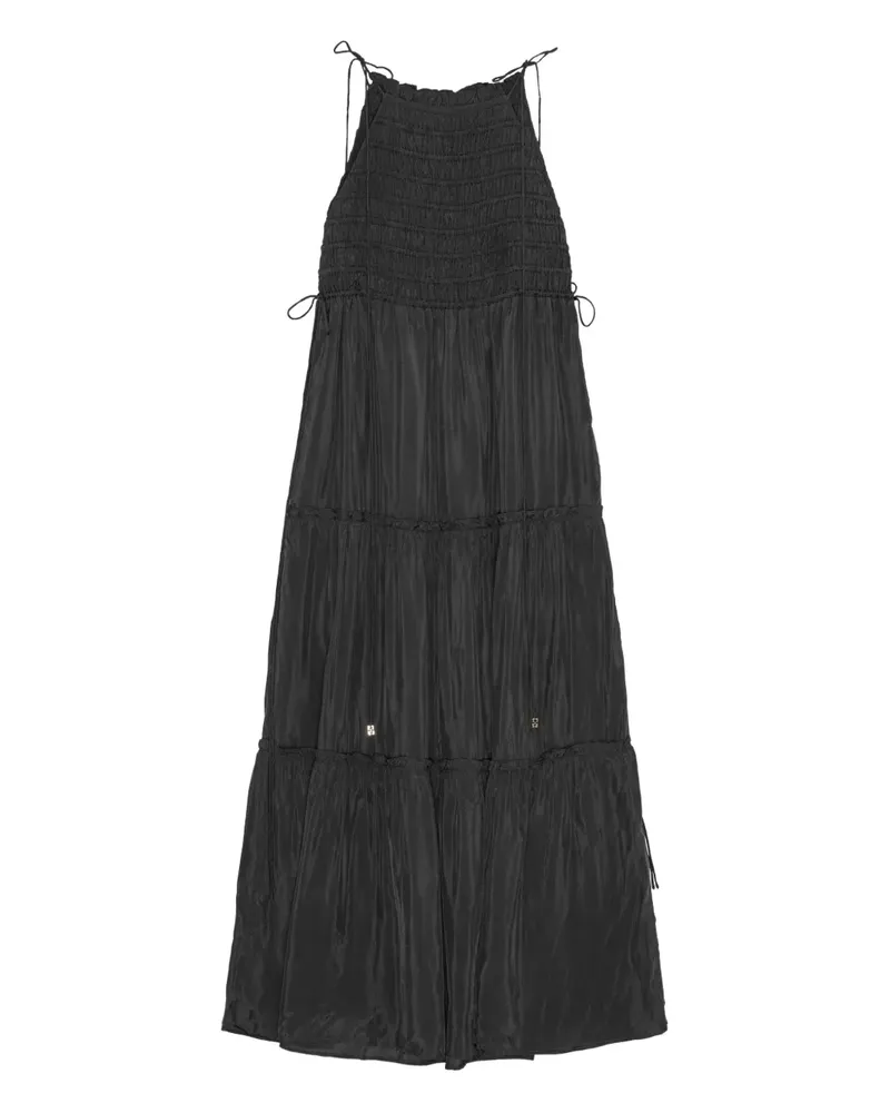 Ganni Gesmoktes Maxikleid mit Schleifenverschluss - Schwarz Schwarz