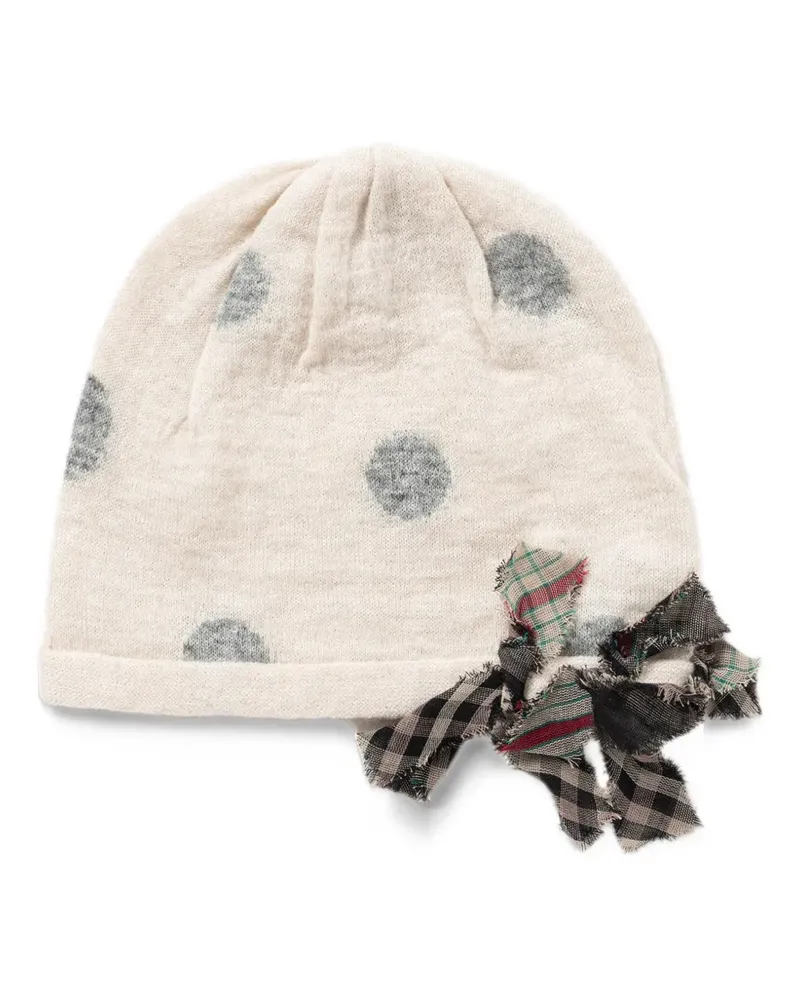 PERVERZE jacquard-dot bow-detail beanie hat - Weiß Weiß