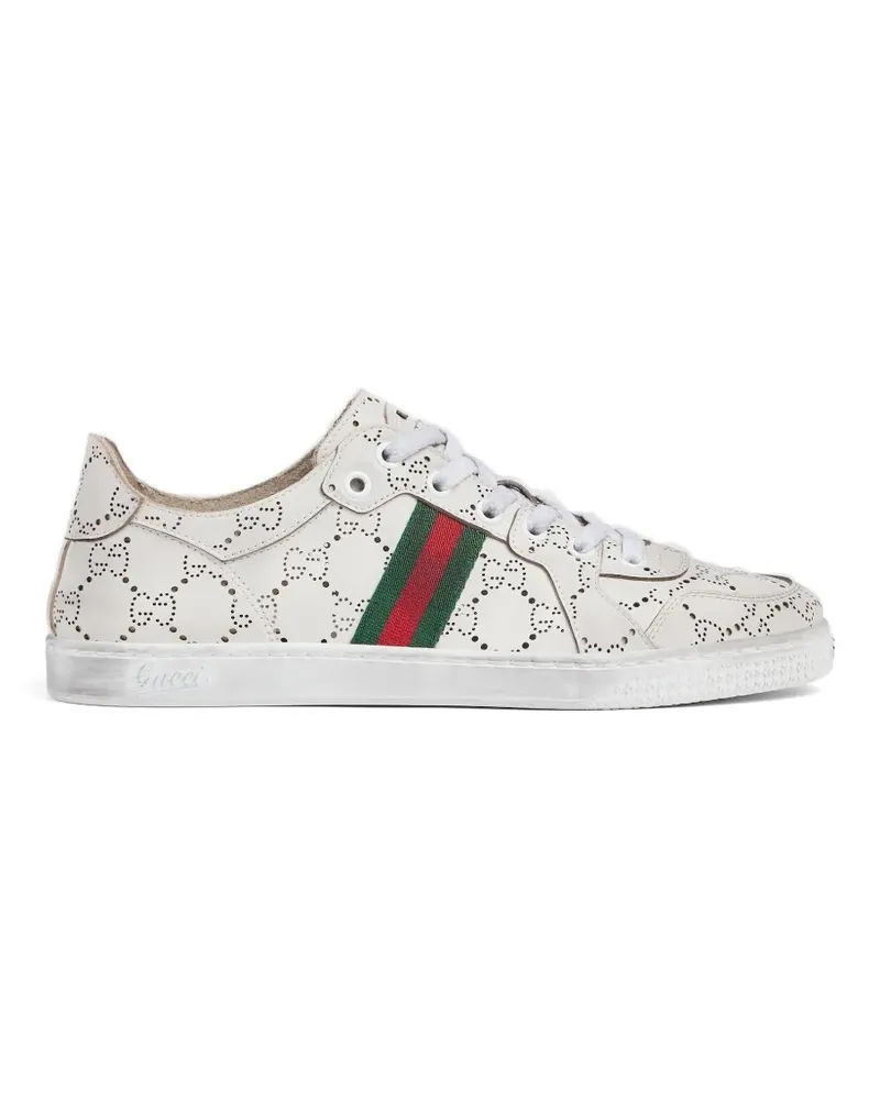 Gucci GG-perforated striped sneakers - Weiß Weiß