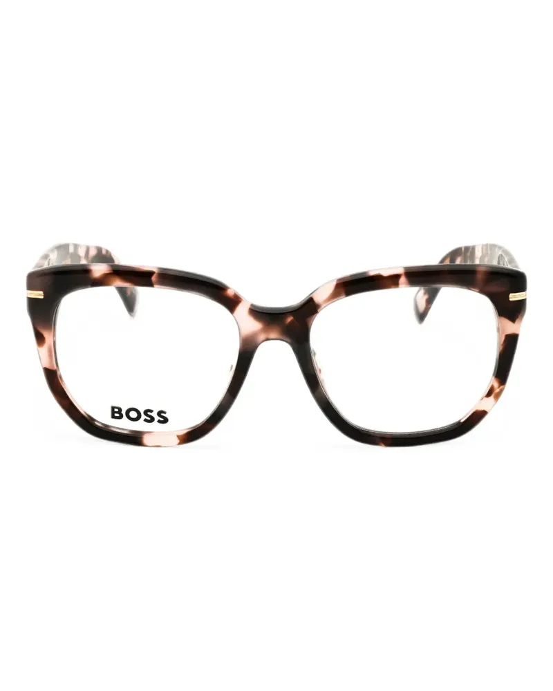 HUGO BOSS tortoiseshell-pattern rectangle-frame glasses - Braun Braun
