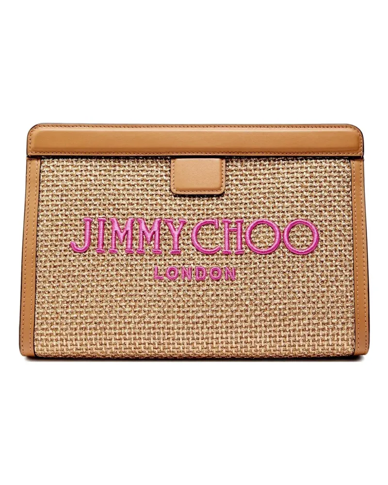 Jimmy Choo Avenue Clutch mit Logo - Nude Nude