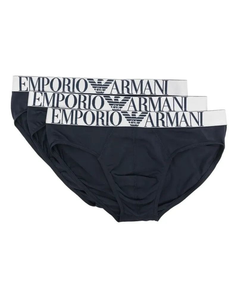 Emporio Armani Slips mit Logo-Jacquard (3er-Set) - Blau Blau