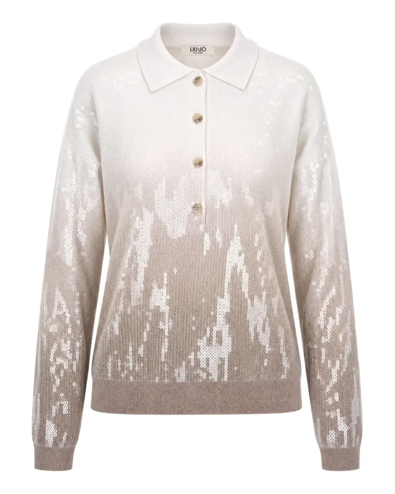 Liu Jo sequin-embellished ombré polo shirt - Weiß Weiß