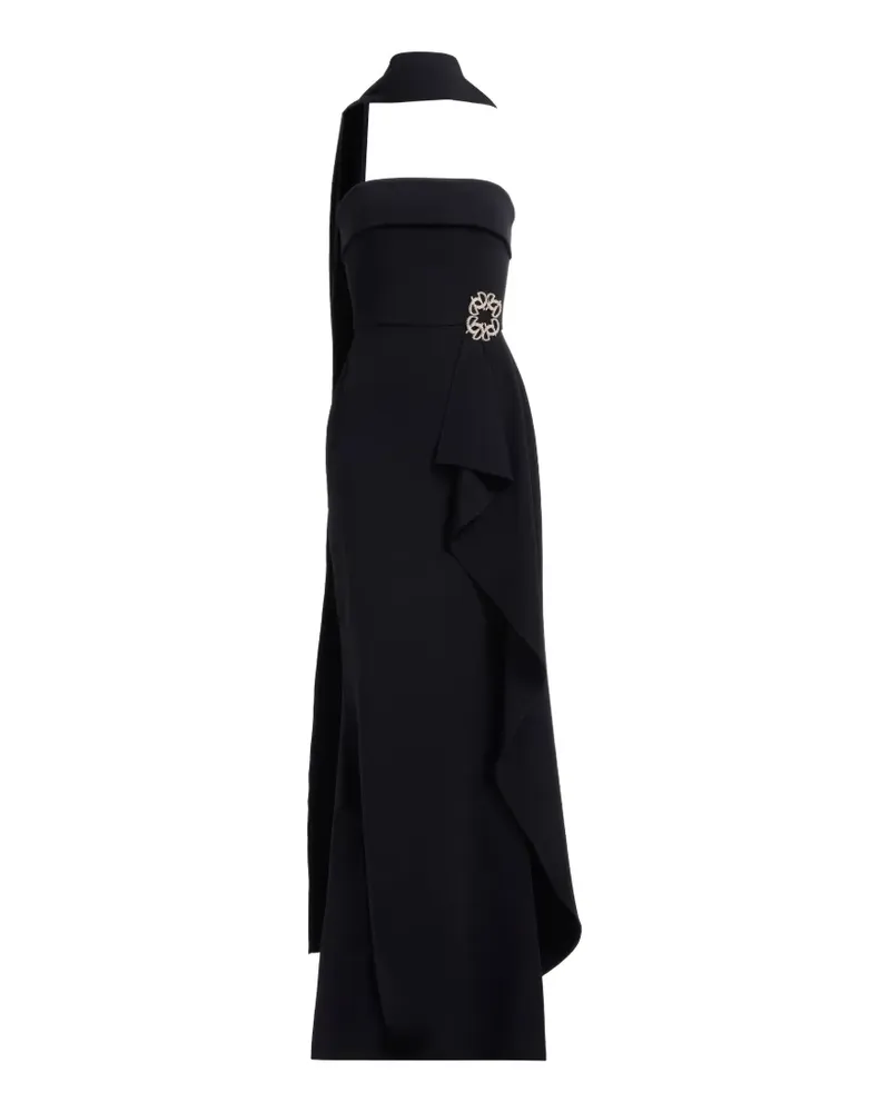 Elie Saab Schulterfreies Kleid mit Brosche - Schwarz Schwarz