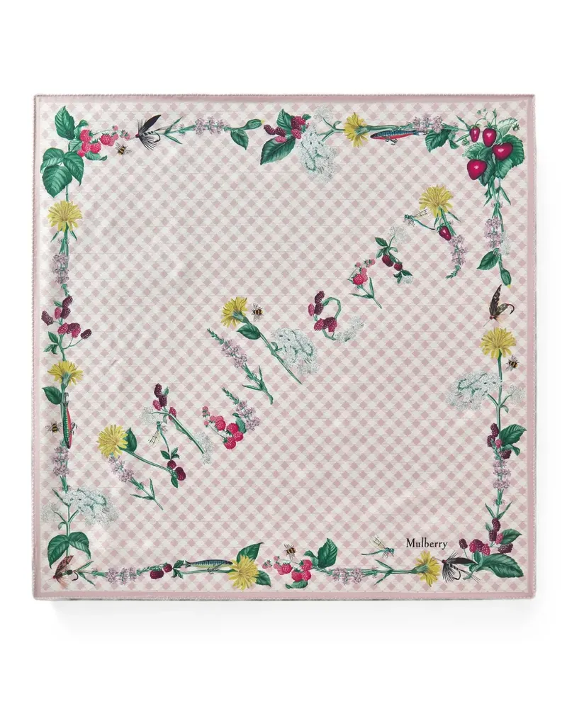 Mulberry floral-print gingham silk scarf - Rosa Rosa