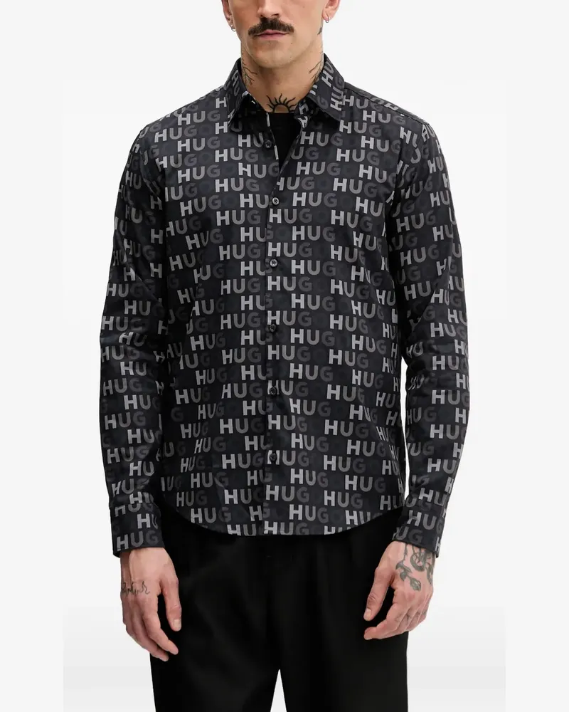 HUGO BOSS Hemd mit Logo-Print - Schwarz Schwarz