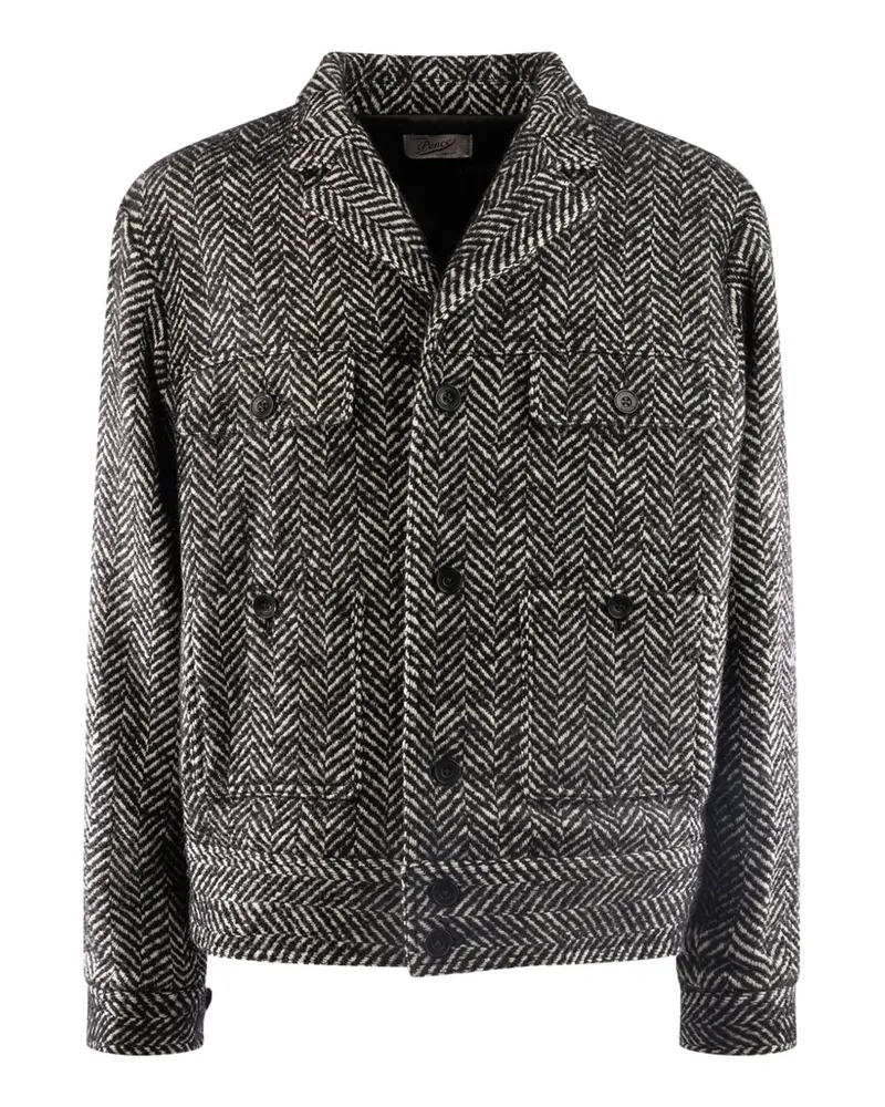 PENCE herringbone-pattern button-up blazer - Schwarz Schwarz