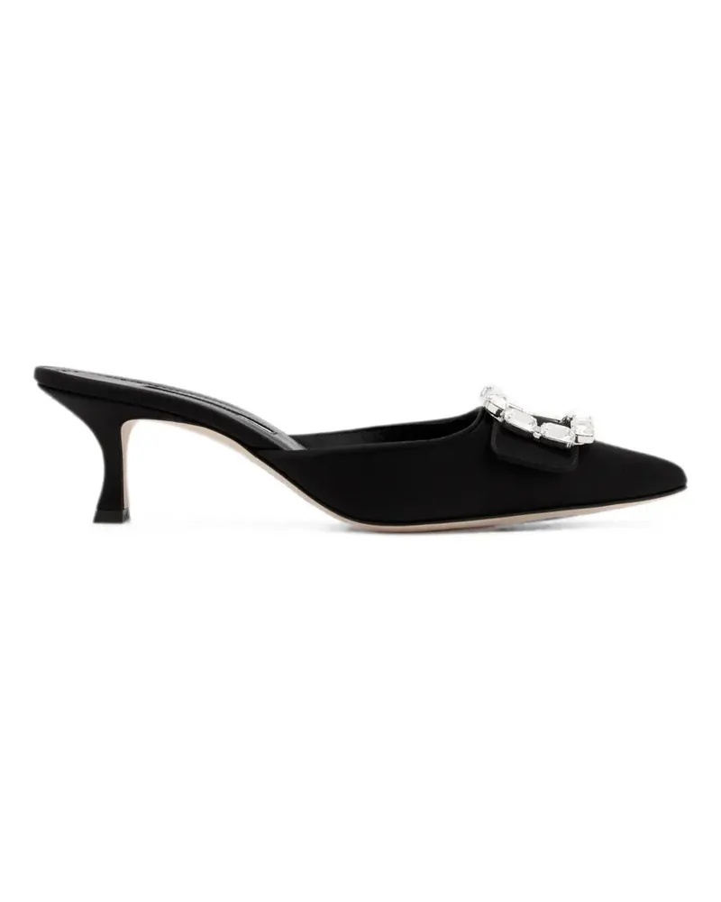 Manolo Blahnik Mayjou crystal-buckle mules - Schwarz Schwarz